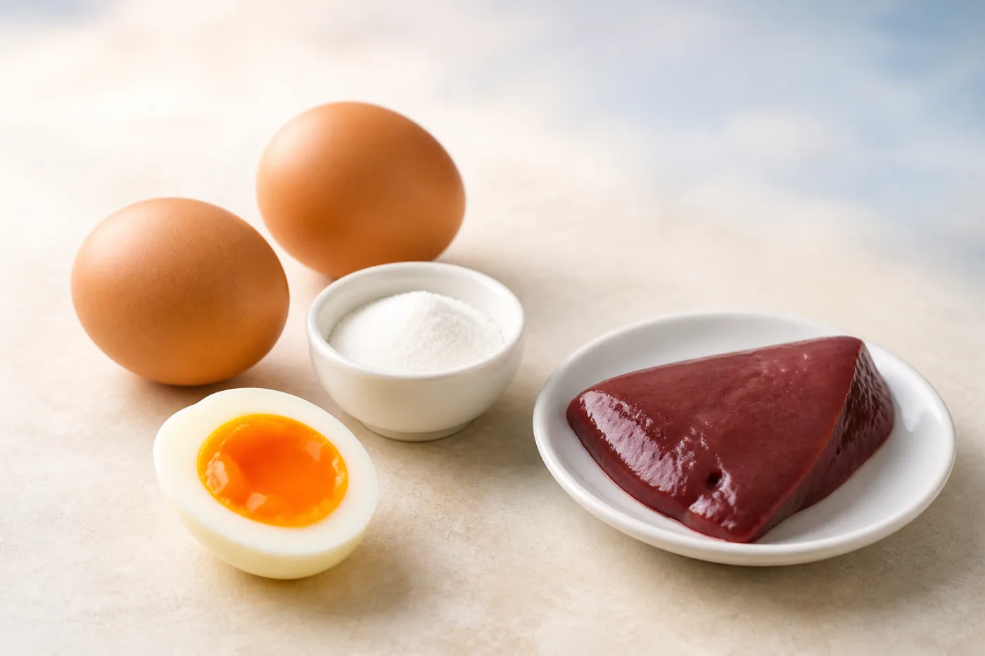 Choline bitartrate — eggs and beef liver, natural sources of choline