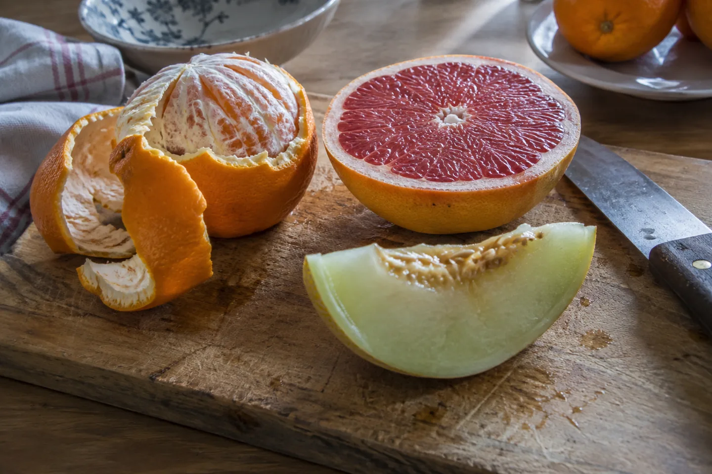 Orange, grapefruit and melon