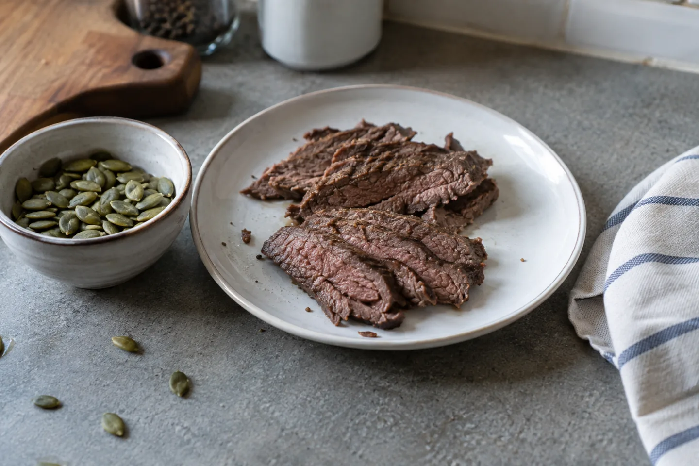 Pumpkin seeds and beef
